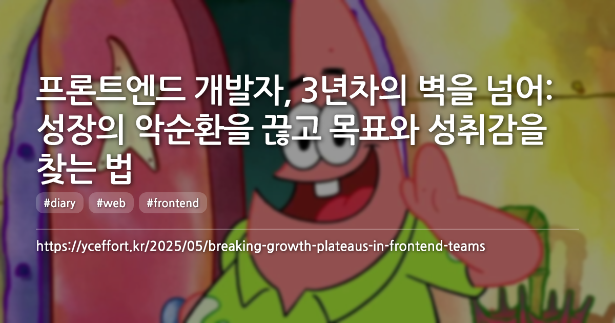 프론트엔드 개발자, 3년차의 벽을 넘어: 성장의 악순환을 끊고 목표와 성취감을 찾는 법